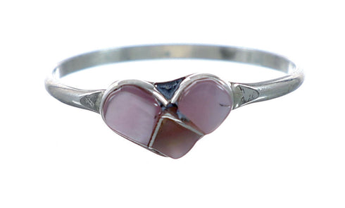 Authentic Sterling Silver Heart Inlay Rhodochrosite Ring Size 7-1/2 NN20644