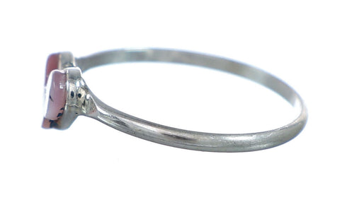 Authentic Sterling Silver Heart Inlay Rhodochrosite Ring Size 7-1/2 NN20644