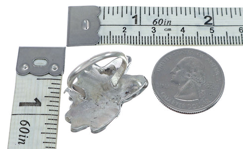 Zuni Multicolor Inlay Genuine Sterling Silver Hummingbird Ring Size 6-1/2 NN20848