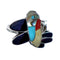 Zuni Multicolor Inlay Genuine Sterling Silver Hummingbird Ring Size 10-1/2 NN20851