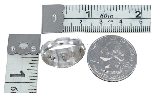 Zuni Turquoise Inlay Sterling Silver Ring Size 7-3/4 NX12340