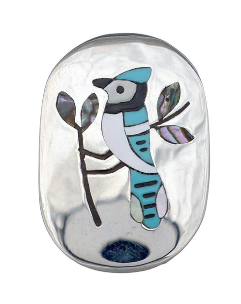 Multicolor And Sterling Silver Zuni Blue Jay Ring Size 5-1/4 NN20821