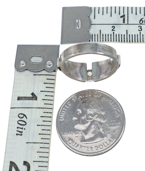 Zuni Genuine Sterling Silver CZ And Multicolor Ring Size 7-3/4 NX11880