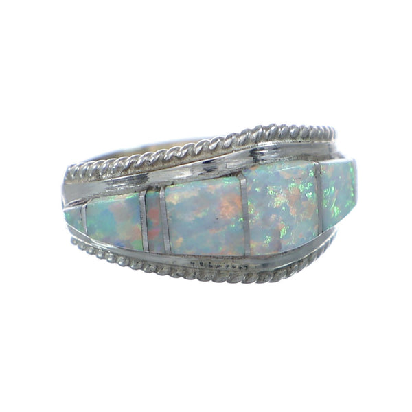 Zuni White Opal Inlay Sterling Silver Ring Size 6-3/4 NX12417