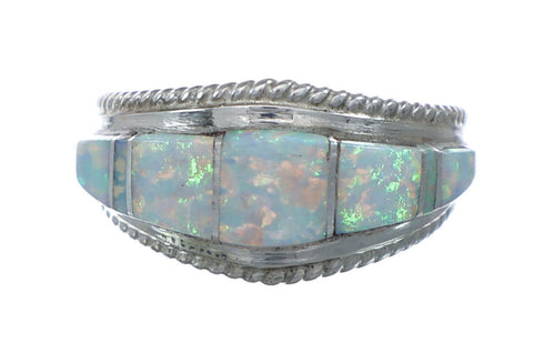 Zuni White Opal Inlay Sterling Silver Ring Size 6-3/4 NX12417