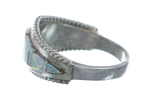 Zuni White Opal Inlay Sterling Silver Ring Size 6-3/4 NX12417