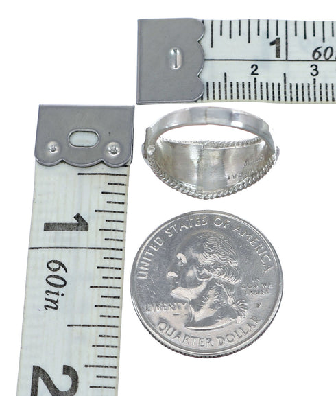 Zuni White Opal Inlay Sterling Silver Ring Size 6-3/4 NX12417