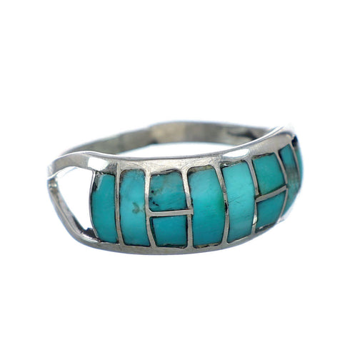 Turquoise Inlay Zuni Genuine Sterling Silver Ring Size 12 NX12328