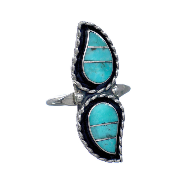 Zuni Indian Turquoise And Genuine Sterling Silver Ring Size 8-3/4 NN20813
