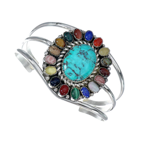 Navajo Native American Sterling Silver Turquoise Treasure Cuff Bracelet NX11784