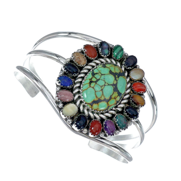 Navajo Native American Sterling Silver Turquoise Treasure Cuff Bracelet NX11782