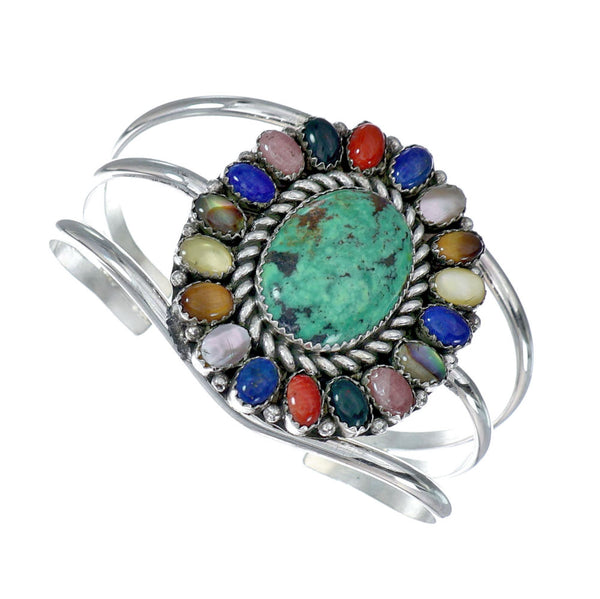 Navajo Native American Sterling Silver Turquoise Treasure Cuff Bracelet NX11783