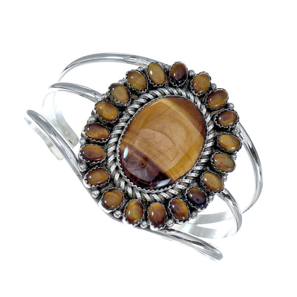 Authentic Tiger Eye Sterling Silver Navajo Cuff Bracelet NX11780