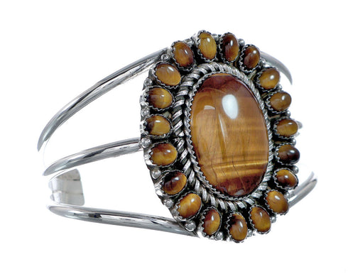 Authentic Tiger Eye Sterling Silver Navajo Cuff Bracelet NX11780