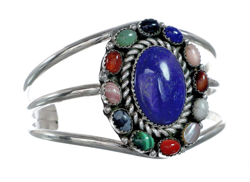 Navajo Native American Sterling Silver Lapis Treasure Cuff Bracelet NX11781