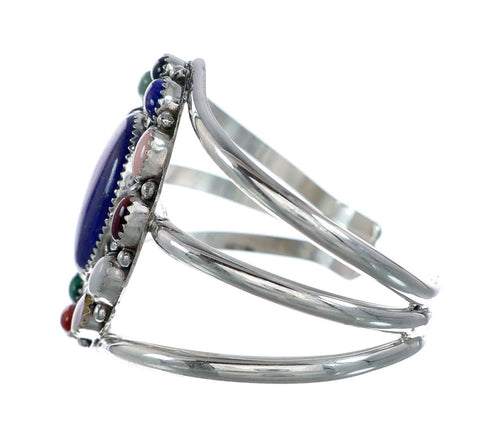 Navajo Native American Sterling Silver Lapis Treasure Cuff Bracelet NX11781