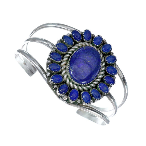 Authentic Lapis Sterling Silver Navajo Cuff Bracelet NX11776