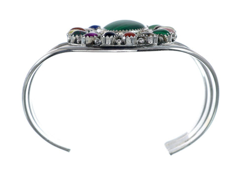 Navajo Sterling Silver Malachite Treasure Cuff Bracelet NX11777