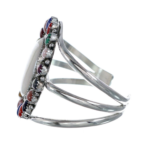 Navajo Sterling Silver Mother Of Pearl Treasure Cuff Bracelet NX11779