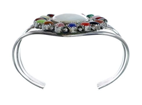 Navajo Sterling Silver Mother Of Pearl Treasure Cuff Bracelet NX11779