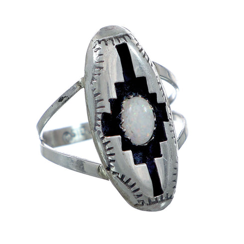 Navajo Genuine Sterling Silver Opal Ring Size 5 NN20665