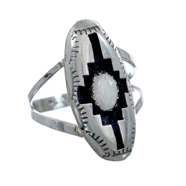 Navajo Genuine Sterling Silver Opal Ring Size 5 NN20665