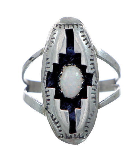 Navajo Genuine Sterling Silver Opal Ring Size 5 NN20665