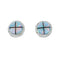 Sterling Silver Inlay Blue Opal Zuni Post Stud Earrings NX11796