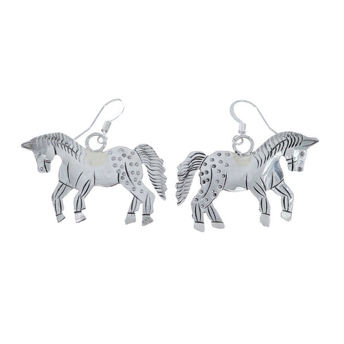 Sterling Silver Horse Navajo Hook Dangle Earrings NX11804