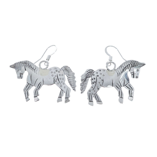 Sterling Silver Horse Navajo Hook Dangle Earrings NX11804
