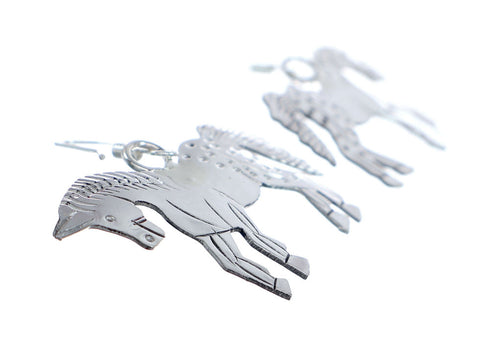 Sterling Silver Horse Navajo Hook Dangle Earrings NX11804