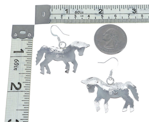 Sterling Silver Horse Navajo Hook Dangle Earrings NX11804