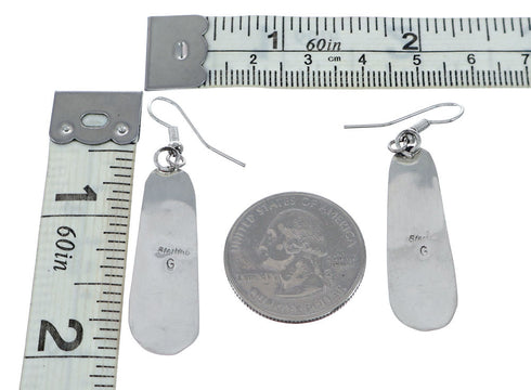 Sterling Silver Multicolor American Indian Hook Dangle Earrings NX11806