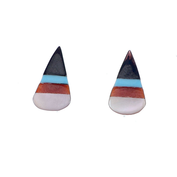 Zuni Sterling Silver Multicolor Post Stud Earrings NX11807