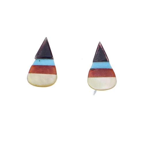 Zuni Sterling Silver Multicolor Post Stud Earrings NX11808