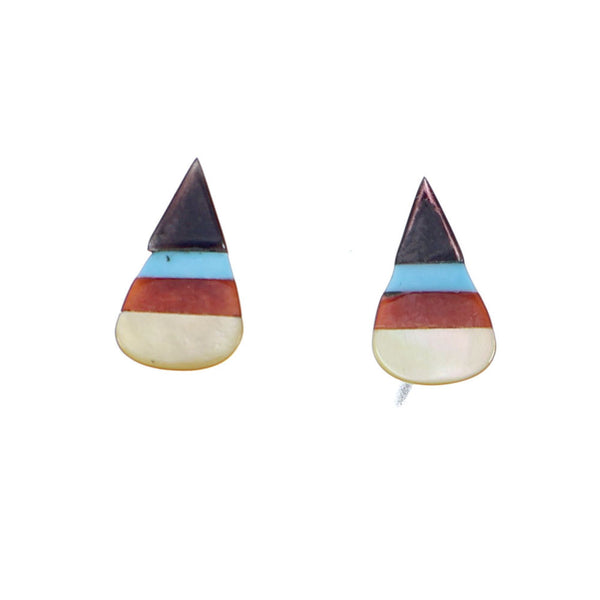 Zuni Sterling Silver Multicolor Post Stud Earrings NX11808