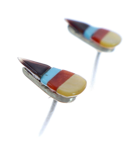 Zuni Sterling Silver Multicolor Post Stud Earrings NX11808