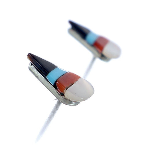 Tear Drop Zuni Sterling Silver Multicolor Post Stud Earrings NX11809