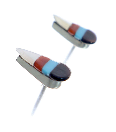 Tear Drop Zuni Sterling Silver Multicolor Post Stud Earrings NX11810