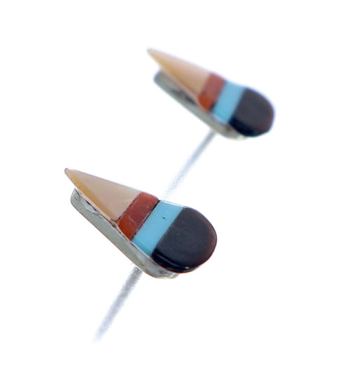Tear Drop Zuni Sterling Silver Multicolor Post Stud Earrings NX11811