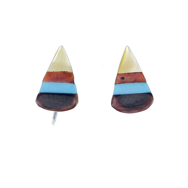 Tear Drop Zuni Sterling Silver Multicolor Post Stud Earrings NX11812