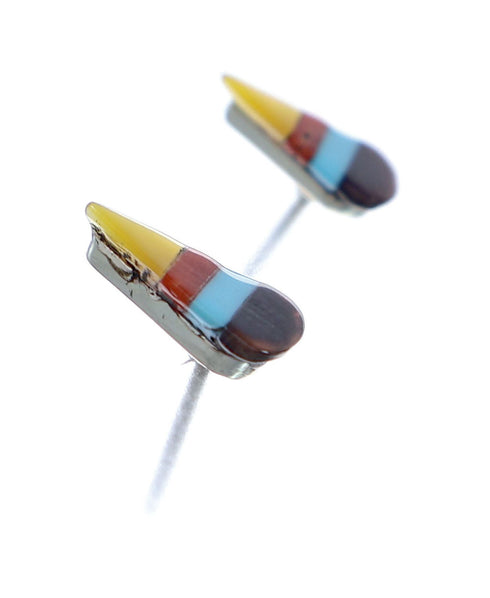 Tear Drop Zuni Sterling Silver Multicolor Post Stud Earrings NX11812