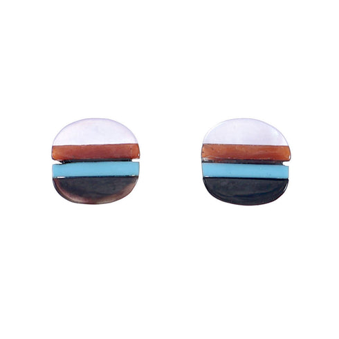 Zuni Sterling Silver Multicolor Post Stud Earrings NX11814
