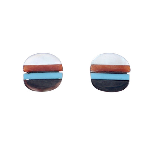 Zuni Sterling Silver Multicolor Post Stud Earrings NX11813