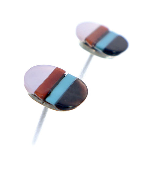 Zuni Sterling Silver Multicolor Post Stud Earrings NX11814