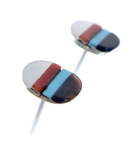 Zuni Sterling Silver Multicolor Post Stud Earrings NX11813