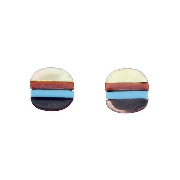 Zuni Sterling Silver Multicolor Post Stud Earrings NX11815