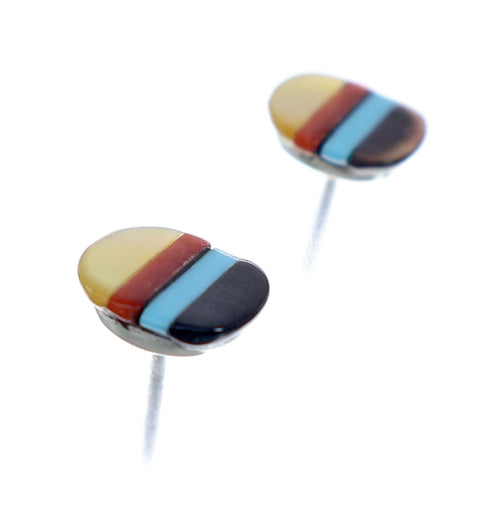 Zuni Sterling Silver Multicolor Post Stud Earrings NX11815