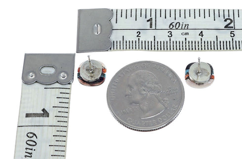 Zuni Sterling Silver Multicolor Post Stud Earrings NX11815