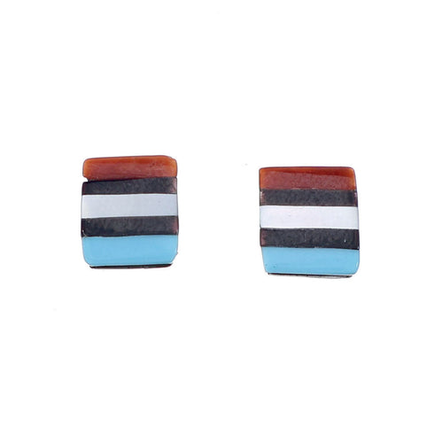 Zuni Sterling Silver Multicolor Post Stud Earrings NX11816